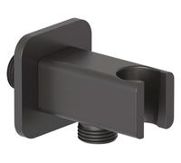 Kludi A-Qa - Codo de ducha con soporte, negro mate 6556839-00