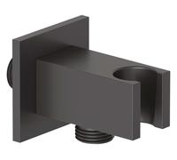 Kludi A-Qa - Codo de ducha con soporte, negro mate 6556939-00