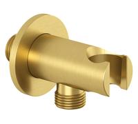 Kludi A-Qa - Codo de ducha con soporte, oro cepillado 65567N0-00