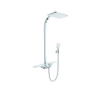 Kludi Cockpit - Conjunto de ducha Discovery con termostato, 40x26 cm, blanco/cromo 8020091-00
