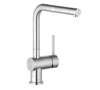 Kludi Grifo de cocina L-Steel resistente a la presión, orientable y extensible, acero inoxidable