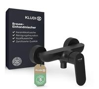 KLUDI - Grifo de ducha X1 para 1 consumidor, montaje en pared con conectores S, mezclador monomando con cartucho de cerámica de alta calidad, grifo mezclador de ducha en negro mate