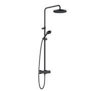 Kludi Logo - Conjunto de ducha con termostato de pared, 3 chorros, negro mate 6808239-00