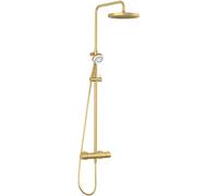 Kludi Logo Neo conjunto de ducha a pared con termostato con rociador con efecto lluvia oro 68082N0-00