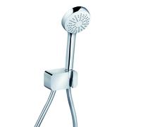 KLUDI LOGO Set de ducha para bañera 1S, con un rociador, codo de conexión a la pared con soporte de ducha, cromo, 6867005-00