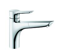 KLUDI MIX Mezclador monomando de fregadero, palanca cerrada, baja presión, caño extraíble, Eco, cromo, 329440575