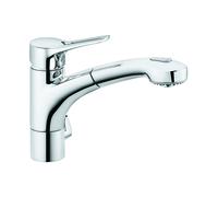 KLUDI MX Mezclador monomando de fregadero, manecilla de palanca, con rociador de vajilla, puntero en S, cromo, 399450562