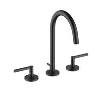 Kludi Nova Fonte - Grifo de lavabo con desagüe Push-Open y caño giratorio, 3 orificios, negro mate 201433915