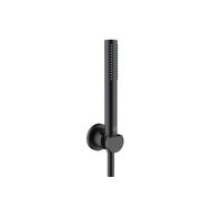 Kludi Nova Fonte - Juego de cabezal de ducha, soporte y manguera, negro mate 2085039-15