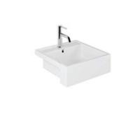 Kludi Resa - Lavabo 46x46 cm, con rebosadero, orificio para grifería, blanco brillo 57W0143