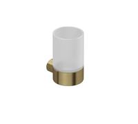 Kludi Vela R - Soporte para cepillo y pasta de dientes, vidrio /oro cepillado 58975N0