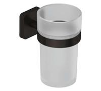Kludi Vela S - Soporte para cepillo y pasta de dientes, vidrio/gunmetal cepillado 25975N2