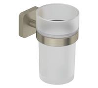 Kludi Vela S - Soporte para cepillos de dientes y pasta, vidrio/níquel cepillado 25975N5