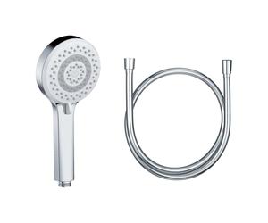 KLUDI-X1 Alcachofa de ducha con manguera, alcachofa ducha de ahorro de agua opcional con 3 tipos de chorro (cuerpo, cabello, piel), ducha de mano fácil de limpiar, Ø 10,7 cm, manguera ducha de 1,60 m
