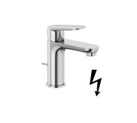 Grifo mezclador de lavabo de baja presión KLUDI X1, altura del caño 95 mm, ahorro de agua, cartucho cerámico, con 3 mangueras de conexión