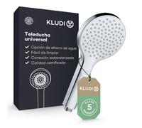 KLUDI-X3 Alcachofa de ducha universal de ahorro de agua opcional, alcachofa ducha con 1 tipo de chorro, ducha de mano fácil de limpiar, Ø 11,7 cm, cromo