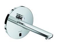 KLUDI ZENTA SL E Grifería de lavabo electrónica, 240 mm de proyección, roseta redonda, 5 l/min, funcionamiento con corriente o pilas, cromo, 3840105