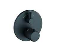 KLUDI ZENTA SL Mezclador termostático enyesado de bañera y ducha, para 2 consumidores, con desviador como válvula giratoria, 388103945, Color: negro mate