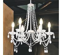 KMaiPem Lámparas Araña Blanca Colgantes de Cristal Modernas 6 Luces de Techo Vintage para sala de estar, dormitorio, comedor