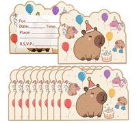 KMFASVX 12PCS Invitaciones Capybara,Invitaciones de Cumpleaños Capibara,Invitaciones con Temática de Animales,Divertidas Tarjetas de Invitación Para Cumpleaños Infantiles,con Sobres