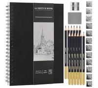 KMFYMPT Cuaderno de Dibujo A4, Sketchbook con Tapa Dura, Papel Grueso 200g/m², Incluye un Lápiz de Grafito (F-8B), Goma de Borrar y Sacapuntas, Ideal para Principiantes y Artistas