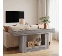 KMUNGDWG Mesa consola minimalista gris 160 x 30 x 74 cm con estantes, moderna mesa de pasillo estrecha para pasillo, salón o comedor, mucho espacio para libros y decoración, construcción robusta,