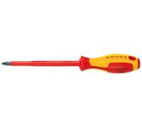 KNIPEX Destornillador para tornillos cruciformes Pozidriv mango aislante en dos componentes, según norma VDE 162 mm, 98 25 00