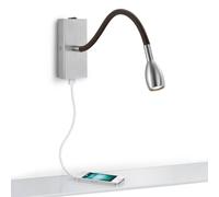 Knapstein Aplique de pared LED de níquel Milos con puerto de carga USB