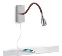 Knapstein Aplique de pared LED Milos gris mate con tejido marrón