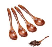 KNGNGK Cuchara Pequeña de Madera 4 Piezas, 13 x 3 Cm, para Café, Miel y Té - Madera de Olivo para Cocina