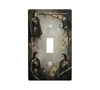 Knight - Placa de cubierta para interruptor de luz, diseño de espada de fantasía medieval, color marrón, plástico, tamaño estándar, para dormitorio, baño, cocina, decoración de entrada (individual)
