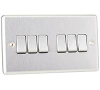 Knightsbridge CLAV42BC Interruptor de Placa de 2 vías de 10 A, 6 G, Borde Redondeado, Cromo Cepillado, Cromado