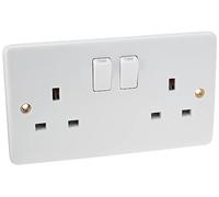Knightsbridge CU9000 - Enchufe conmutado DP de Borde Curvo de 13 A, 2 Bandas, Color Blanco