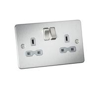 Knightsbridge FPR9000BCG Placa plana 2G Dp enchufe conmutado, plata