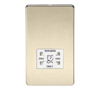 Knightsbridge SF8900PBW - 115-230 V Sin Tornillos De Doble Voltaje Afeitar Socket - Latón Pulido Con Blanco Insertar