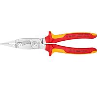 KNIPEX Alicate para instalaciones eléctricas con cartulinas autoservicio cromado aislados con fundas multicomponentes, según norma VDE, 13 86 200 SB