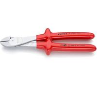 KNIPEX Alicates de corte diagonal de fuerza cromado aislados por inmersión en plástico reforzado, según norma VDE 250 mm, 74 07 250