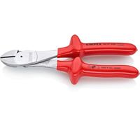 KNIPEX Alicates de corte diagonal de fuerza cromado aislados por inmersión en plástico reforzado, según norma VDE 200 mm, 74 07 200
