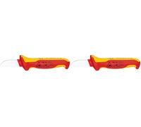 Knipex Cuchillo para cable mango aislante en dos componentes, según norma VDE 190 mm (cartulina autoservicio/blíster) 98 52 SB (Paquete de 2)
