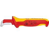 KNIPEX Cuchillo pelacables con guía de deslizamiento en blister aislados con fundas multicomponentes, según norma VDE 180 mm, 98 55 SB