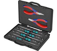 KNIPEX Estuche con alicates de electrónica con herramientas para trabajos en componentes electrónicos 8 piezas 215 mm, 00 20 18