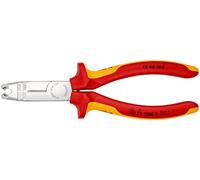 KNIPEX Pelacables multifuncional con cartulinas autoservicio cromado aislados con fundas multicomponentes, según norma VDE 165 mm, 13 46 165 SB