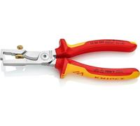 KNIPEX StriX Alicate pelacables con tijeras cortacables con cartulinas autoservicio cromado aislados con fundas multicomponentes, según, 13 66 180 SB