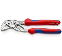 KNIPEX Tenaza llave alicate y llave en una sola herramienta en blister cromado con fundas multicomponentes, con anilla de fijación, 86 05 180 T BK