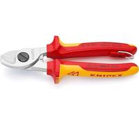 KNIPEX Tijeras cortacables cromado Aislado con fundas multicomponente, homologado por VDE; con anilla de fijación aislada e integrada, 95 16 165 T