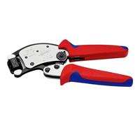 KNIPEX Twistor T Alicate autoajustable para crimpar punteras huecas con cabezal giratorio para crimpar cromado con mangos multicomponente, 97 53 19