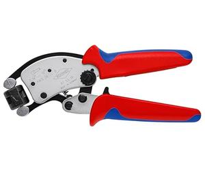 KNIPEX Twistor T Pince à sertir auto-ajustable pour embouts de câble avec tête de sertissage rotative en blister chromée avec poignées, 97 53 19 SB