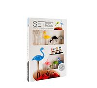 Koala Spain Set Cocktail Party (12 Piezas), 6 Pinchos Acero Inoxidable para Comida Koalas 3D, 6 Pajitas de Cristal Curvadas