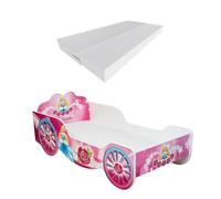 KOBI Cama Infantil protección anticaída Carriage Princess | 140x70cm | Cama Juvenil con colchón | Cunas Niños Niñas | Cama Individual Cama para niños Cama de Coche