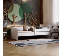 Kobi Cama para niños MAX Blanca con barandilla, colchón, Marco | 160x80 | Cama para niña y niño | Juego de habitación Infantil |